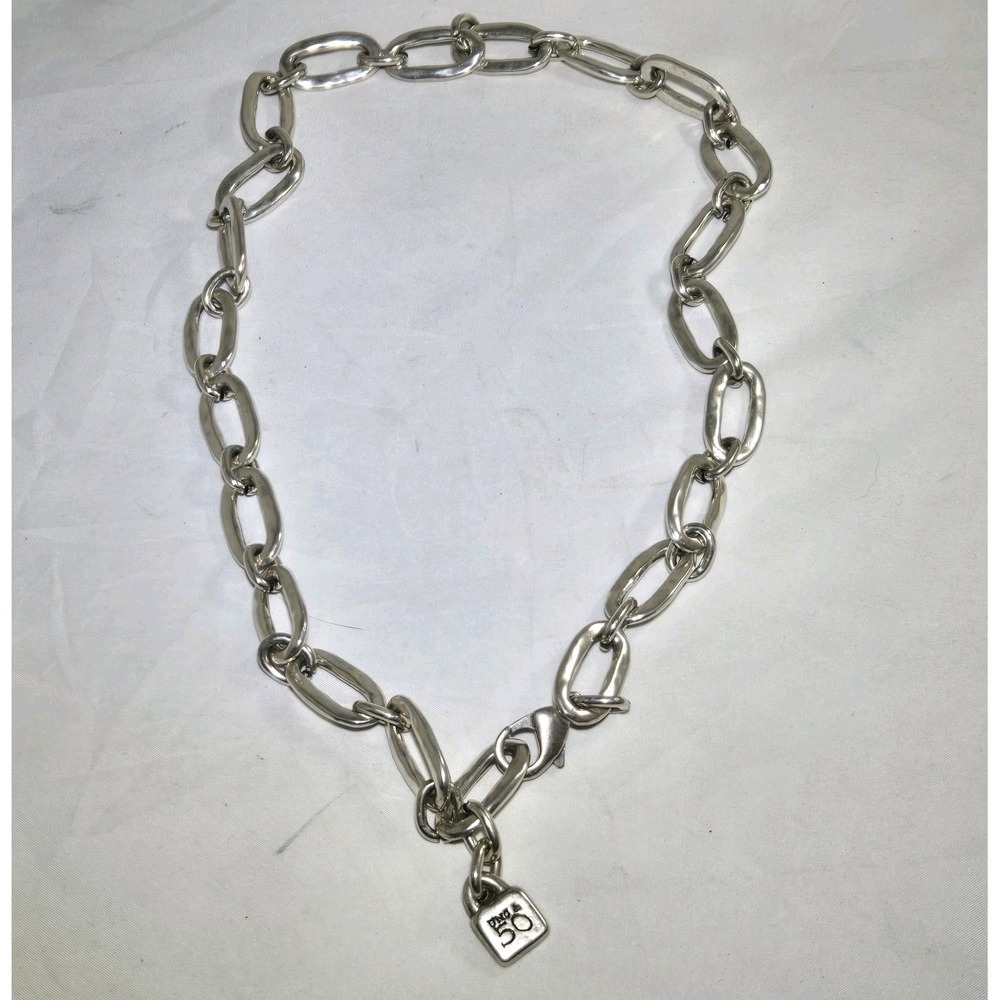Uno de 50 Awesome Link Necklace Sterling Slvr Plated Made In Spain 25", $295 new